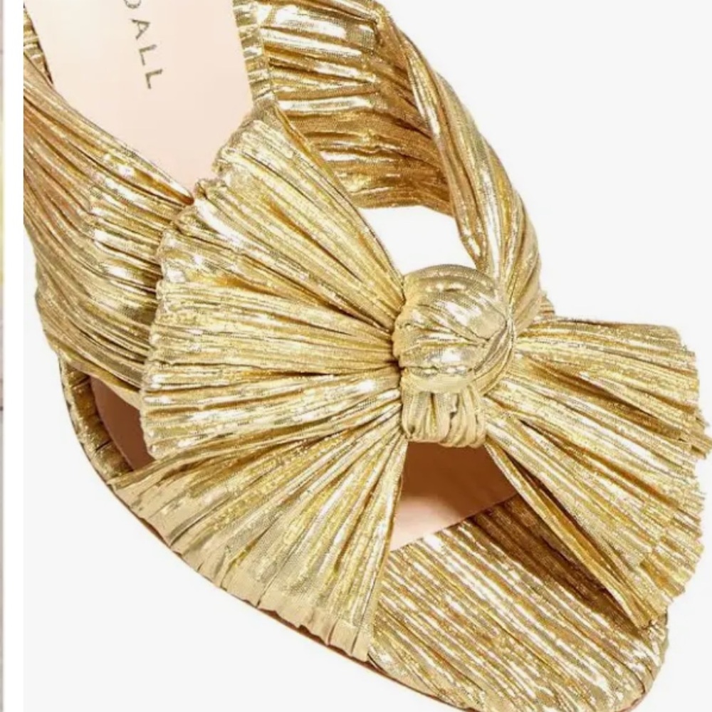 Loeffler Randall ⭐️NWT⭐️ size 7.5 Gold Women's Penny knotted mule - Picture 3 of 10